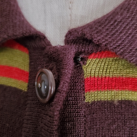 90s Vintage Liz Claiborne Wool Blend Retro Stripe Maxi Dress - Picture 2 of 8